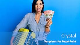  Presentation with cabin - Amazing slides having young-caucasian-woman-holding-cabin backdrop and a teal colored foreground