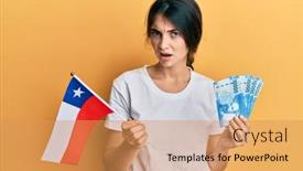  Presentation with chile - Presentation theme featuring young-caucasian-woman-holding-chile background and a yellow colored foreground