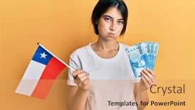  Presentation with puffing - Presentation theme enhanced with young-caucasian-woman-holding-chile background and a yellow colored foreground