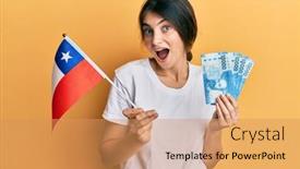  Presentation with chile - Presentation with young-caucasian-woman-holding-chile background and a coral colored foreground
