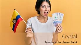  Presentation with colombia - PPT layouts having young-caucasian-woman-holding-colombia background and a yellow colored foreground