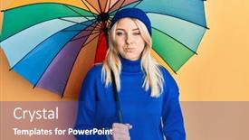  Presentation with puffing - Slide deck featuring young-caucasian-woman-holding-colorful background and a ocean colored foreground