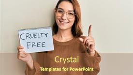  Presentation with cruelty - Amazing presentation design having young-caucasian-woman-holding-cruelty backdrop and a tawny brown colored foreground