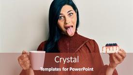  Presentation with cup cake - Presentation having young-caucasian-woman-holding-cup background and a red colored foreground