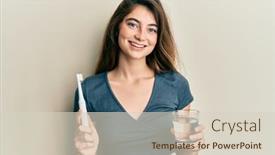  Presentation with water glass - Theme consisting of young-caucasian-woman-holding-electric background and a soft green colored foreground