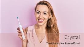  Presentation with electric - PPT theme with young-caucasian-woman-holding-electric background and a  colored foreground