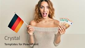  Presentation with crazy - Cool new slide deck with young-caucasian-woman-holding-germany backdrop and a mint green colored foreground