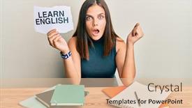  Presentation with learn - Slide deck consisting of young-caucasian-woman-holding-learn background and a lemonade colored foreground