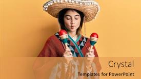  Presentation with mexican - Colorful slide set enhanced with young-caucasian-woman-holding-mexican backdrop and a yellow colored foreground