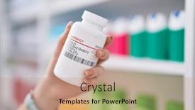  Presentation with pills - Slide set with young-caucasian-woman-holding-pills and a coral colored foreground