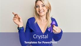  Presentation with awareness - Slide deck featuring young-caucasian-woman-holding-purple background and a navy blue colored foreground