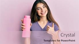  Presentation with shampoo - Audience pleasing slide set consisting of young-caucasian-woman-holding-shampoo backdrop and a lemonade colored foreground