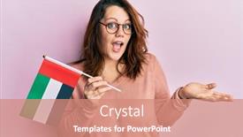  Presentation with emirates - Theme enhanced with young-caucasian-woman-holding-united background and a coral colored foreground