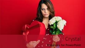 Presentation with valentine - Presentation with young-caucasian-woman-holding-valentine background and a  colored foreground