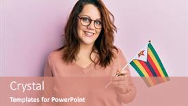  Presentation with confident - Cool new presentation with young-caucasian-woman-holding-zimbabwe backdrop and a coral colored foreground