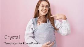  Presentation with happy baby - Presentation consisting of young-caucasian-woman-holding background and a lemonade colored foreground