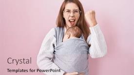  Presentation with anger baby - Presentation design having young-caucasian-woman-holding background and a lemonade colored foreground