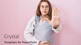  Presentation with defense - Presentation theme having young-caucasian-woman-holding background and a lemonade colored foreground