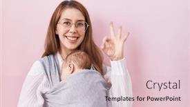  Presentation with friendly - Presentation with young-caucasian-woman-holding background and a lemonade colored foreground