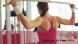  Presentation with working - Presentation design enhanced with young-caucasian-woman-is-working background and a red colored foreground