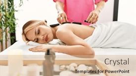  Presentation with beauty salon - PPT theme with young-caucasian-woman-lying background and a lemonade colored foreground