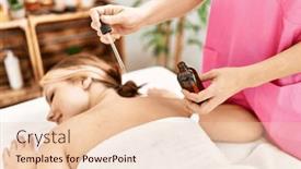  Presentation with beauty salon - Presentation theme having young-caucasian-woman-lying background and a lemonade colored foreground