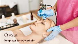  Presentation with beauty salon - PPT theme enhanced with young-caucasian-woman-lying background and a lemonade colored foreground