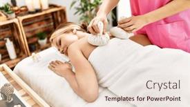  Presentation with beauty salon - Presentation theme featuring young-caucasian-woman-lying and a lemonade colored foreground