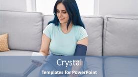  Presentation with pulse - Slide set having young-caucasian-woman-measuring-pulse background and a  colored foreground