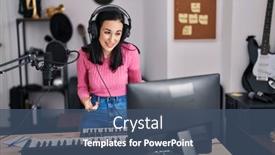  Presentation with music studio - PPT theme enhanced with young-caucasian-woman-musician-having and a  colored foreground