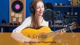  Presentation with classical music - Presentation featuring young-caucasian-woman-musician-singing background and a gold colored foreground