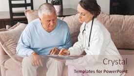  Presentation with consult - Theme having young-caucasian-woman-nurse-visit background and a mint green colored foreground