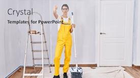  Presentation with bad - Slide deck featuring young-caucasian-woman-painting-walls background and a light gray colored foreground