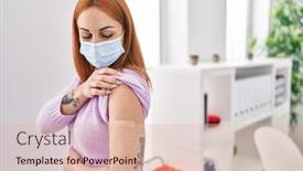  Presentation with aid - Presentation design enhanced with young-caucasian-woman-patient-wearing background and a lemonade colored foreground