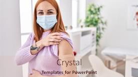  Presentation with vaccination - Slide set consisting of young-caucasian-woman-patient-wearing background and a lemonade colored foreground