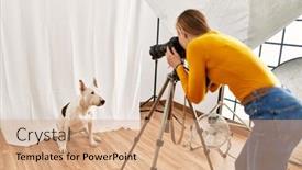  Presentation with dental photography - Slide set consisting of young-caucasian-woman-photographer-making background and a  colored foreground