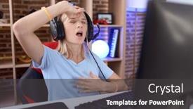  Presentation with flu virus - Slide deck enhanced with young-caucasian-woman-playing-video background and a dark gray colored foreground