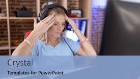  Presentation with video games playing - Presentation theme with young-caucasian-woman-playing-video background and a  colored foreground