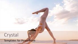  Presentation with yoga - Slide set featuring young-caucasian-woman-practicing-yoga background and a coral colored foreground