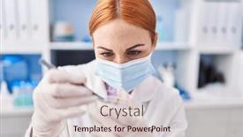  Presentation with sample - Presentation design featuring young-caucasian-woman-scientist-wearing background and a lemonade colored foreground