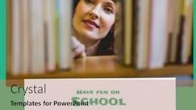  Presentation with digital books - Slide deck enhanced with young-caucasian-woman-searching-books background and a coral colored foreground