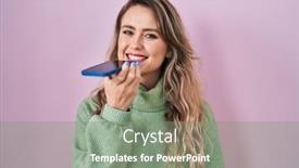  Presentation with voice - PPT layouts with young-caucasian-woman-sending background and a  colored foreground