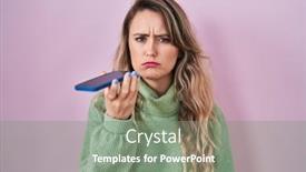  Presentation with voice - Presentation enhanced with young-caucasian-woman-sending background and a  colored foreground