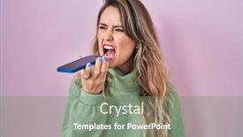  Presentation with voice - Slide set consisting of young-caucasian-woman-sending background and a  colored foreground