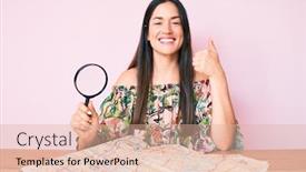  Presentation with city map - PPT theme consisting of young-caucasian-woman-sitting background and a lemonade colored foreground