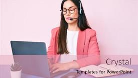  Presentation with call center - Amazing slides having young-caucasian-woman-sitting backdrop and a lemonade colored foreground