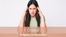  Presentation with migraine - Slide deck consisting of young-caucasian-woman-sitting background and a coral colored foreground