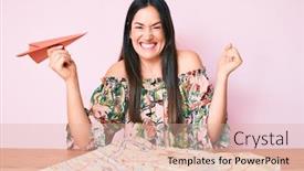  Presentation with city map - Presentation theme enhanced with young-caucasian-woman-sitting background and a lemonade colored foreground