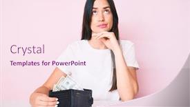  Presentation with idea - PPT layouts enhanced with young-caucasian-woman-sitting background and a pink colored foreground