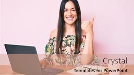  Presentation with coffee book - Amazing presentation design having young-caucasian-woman-sitting backdrop and a coral colored foreground
